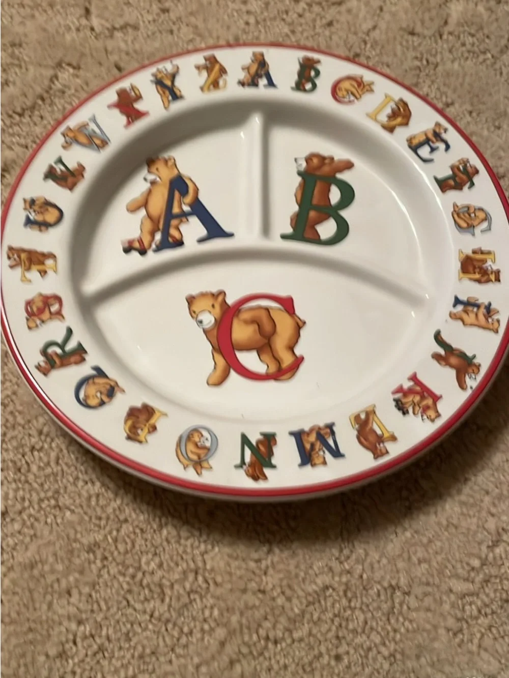❤️Tiffany & Co Vintage Children's Bear Alphabet Dinnerware Set - White/Red❤️